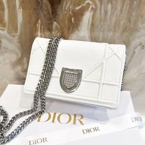 Christian Dior White Micro Diorama Chain Bag